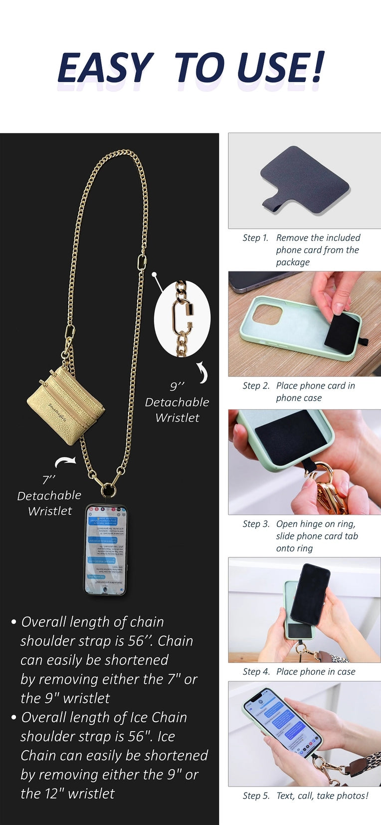 Clip & Go Chain w Pouch Silver