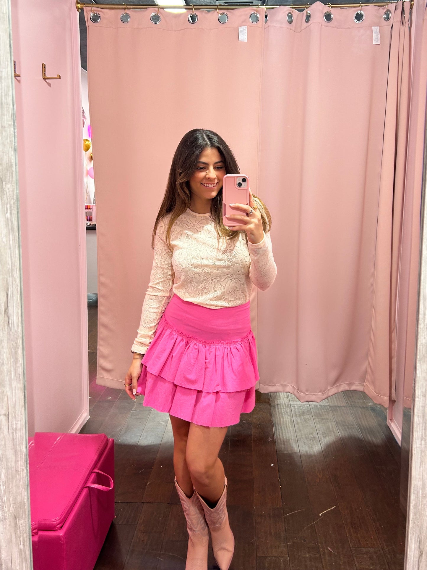 Sweet Ruffle Mini Skirt Bubblegum