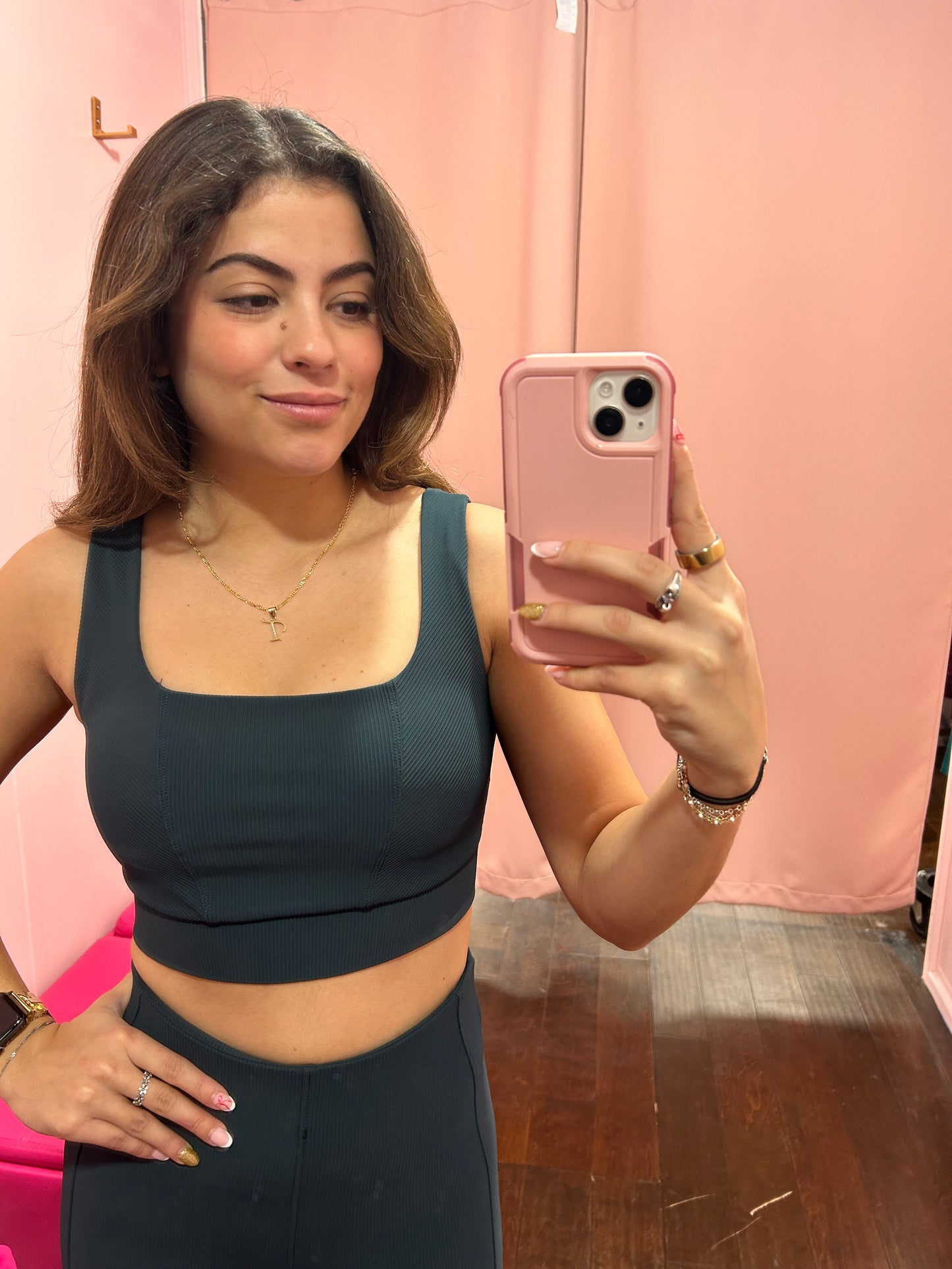 Square Neck Sports Bra Green