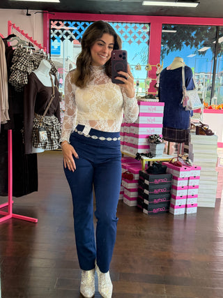 Romance Mesh Top Ivory