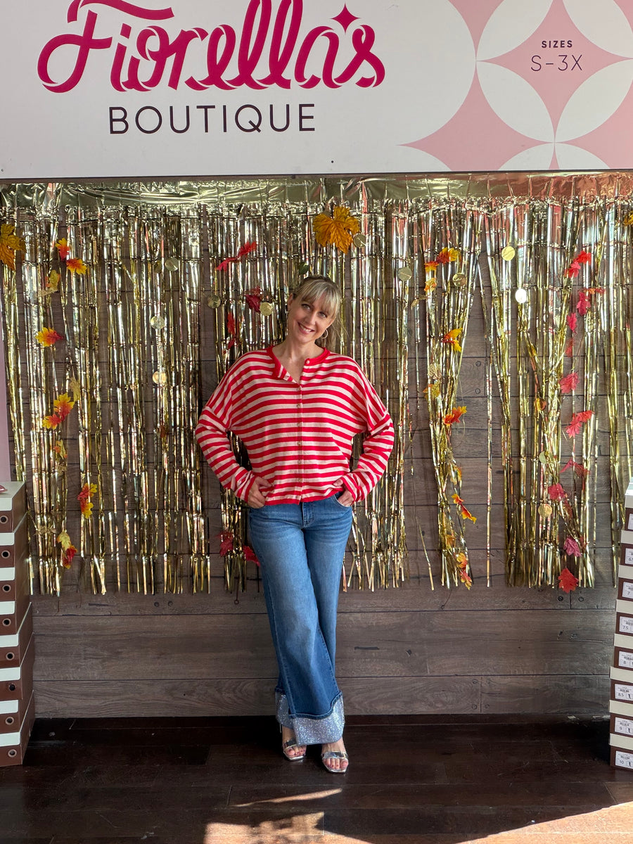Striped Cardigan Red Vibes