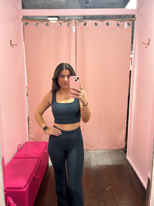 Square Neck Sports Bra Green