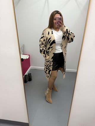Abstract Animal Print Cardigan