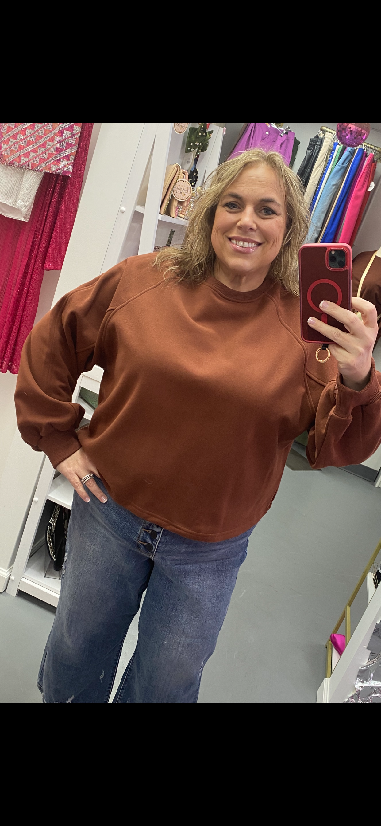 Balloon Sleeve Sweatshirt Cocoa