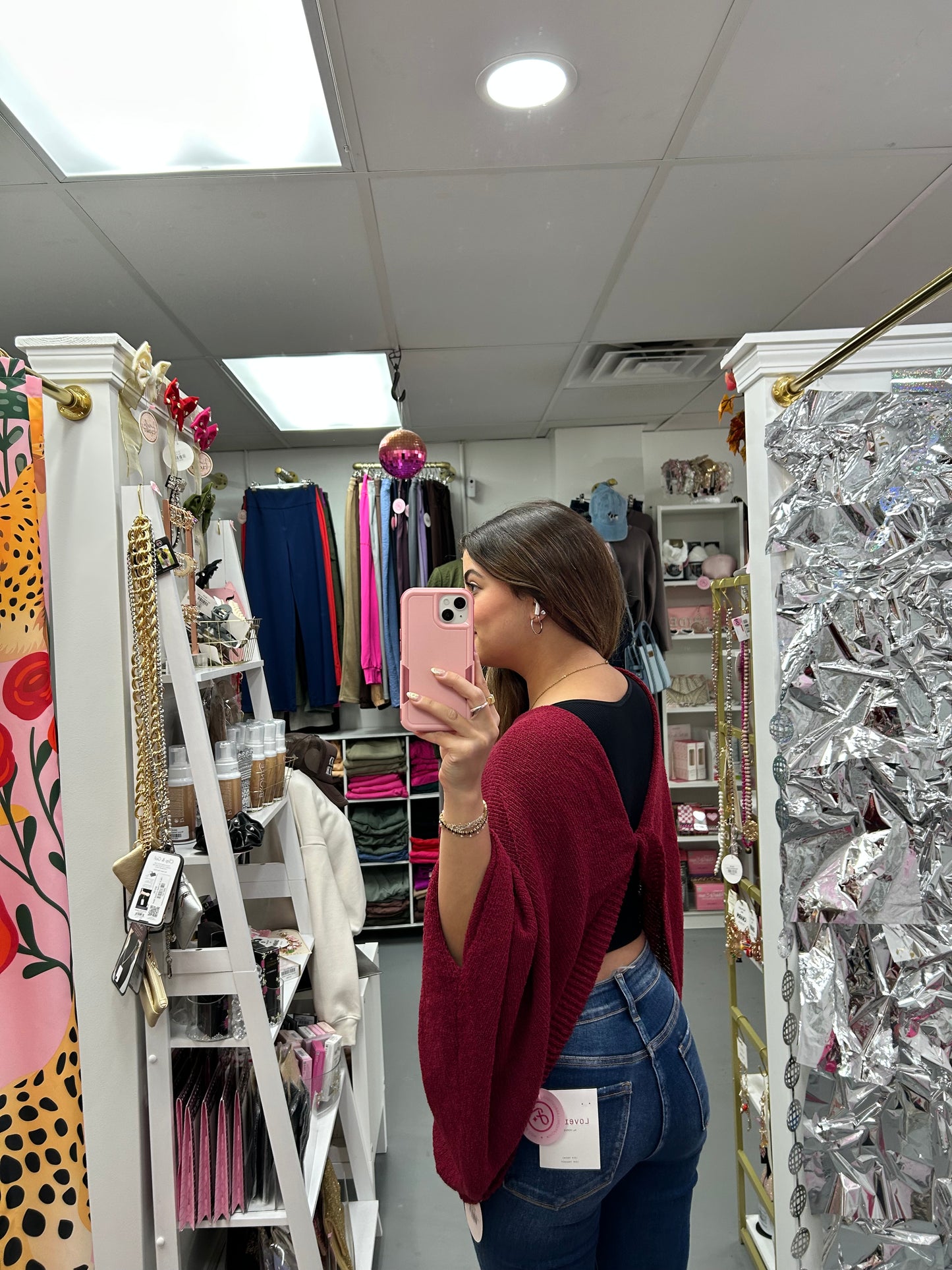 Crossover Knit Cardigan Wine