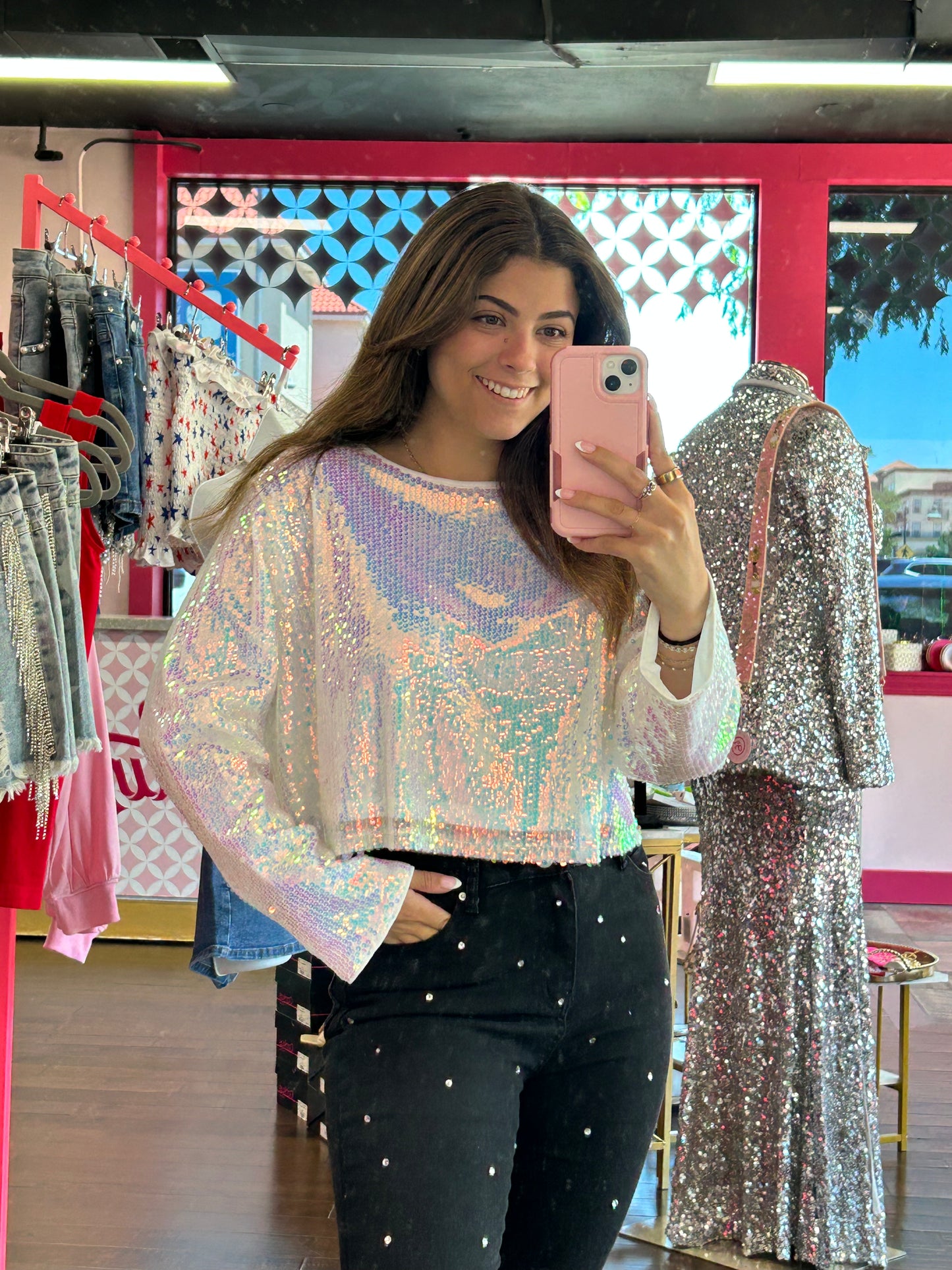 Sequins Long Sleeve Top