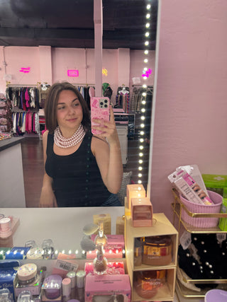Pearls Statement Necklace Lt Pink
