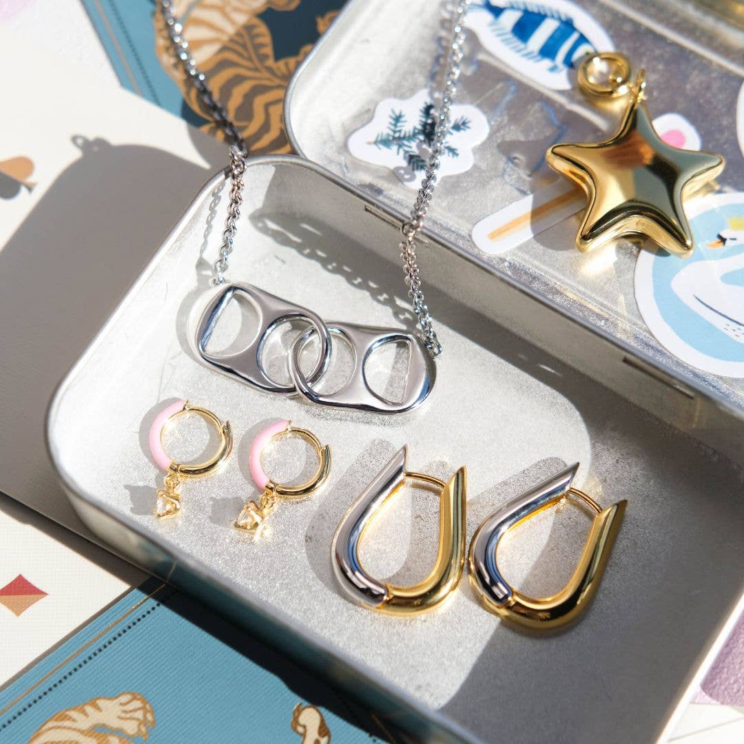 Pink Ellie Enamel Huggie Earrings