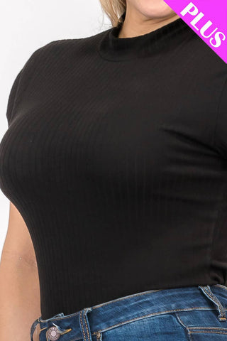 Curvy Ribbed Bodysuit Black