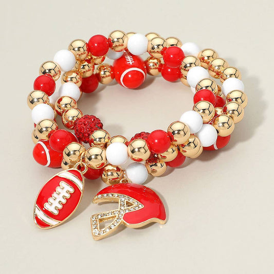 3PCS Game Day Beaded Stretch Bracelets