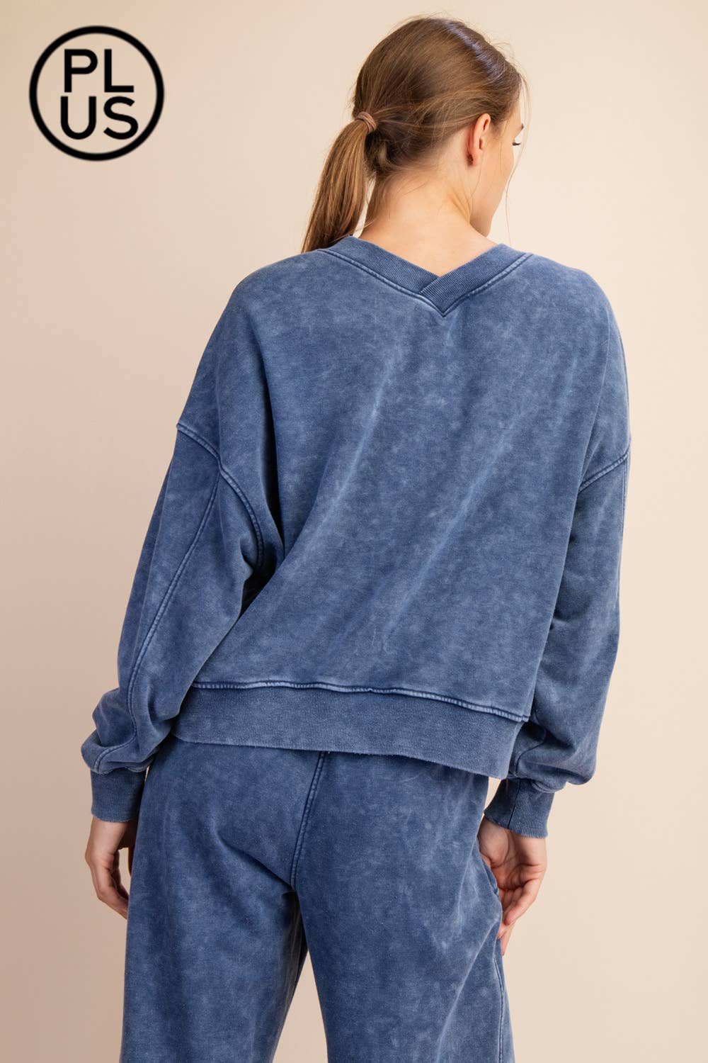 V Neck Sweatshirt Denim
