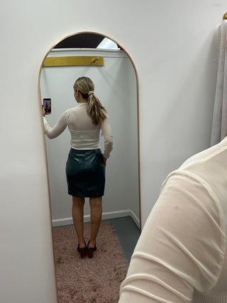Veg Leather Teal Skirt