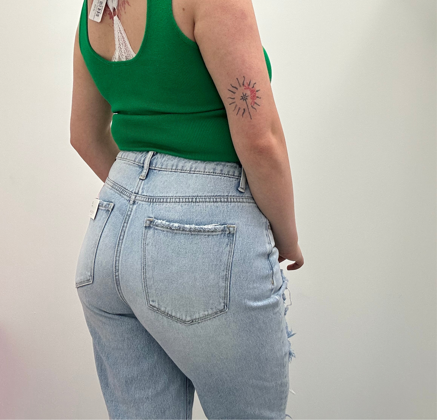 Hi-Rise Destroyed Cropped BF Jeans