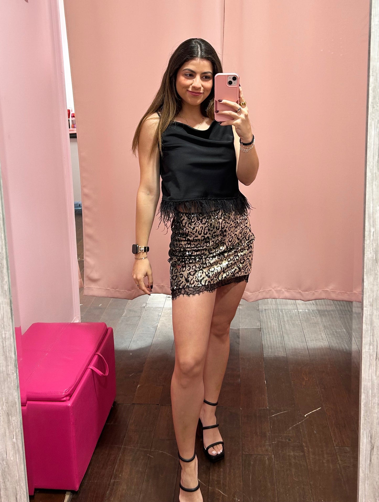 Wild Sequin Lace Mini Skirt