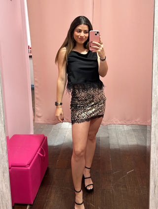 Wild Sequin Lace Mini Skirt