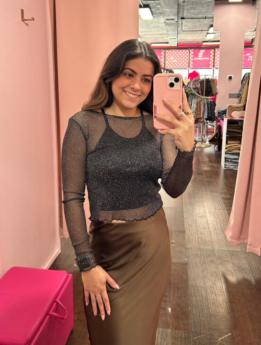 LS Mesh Top Black Sparkle