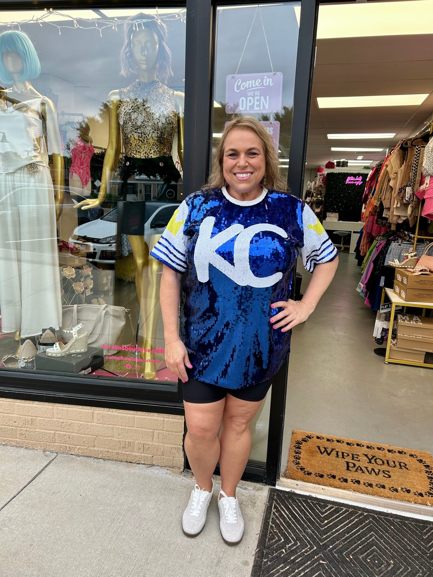 MLB KC Sequin Shirt Dress Royal Blue