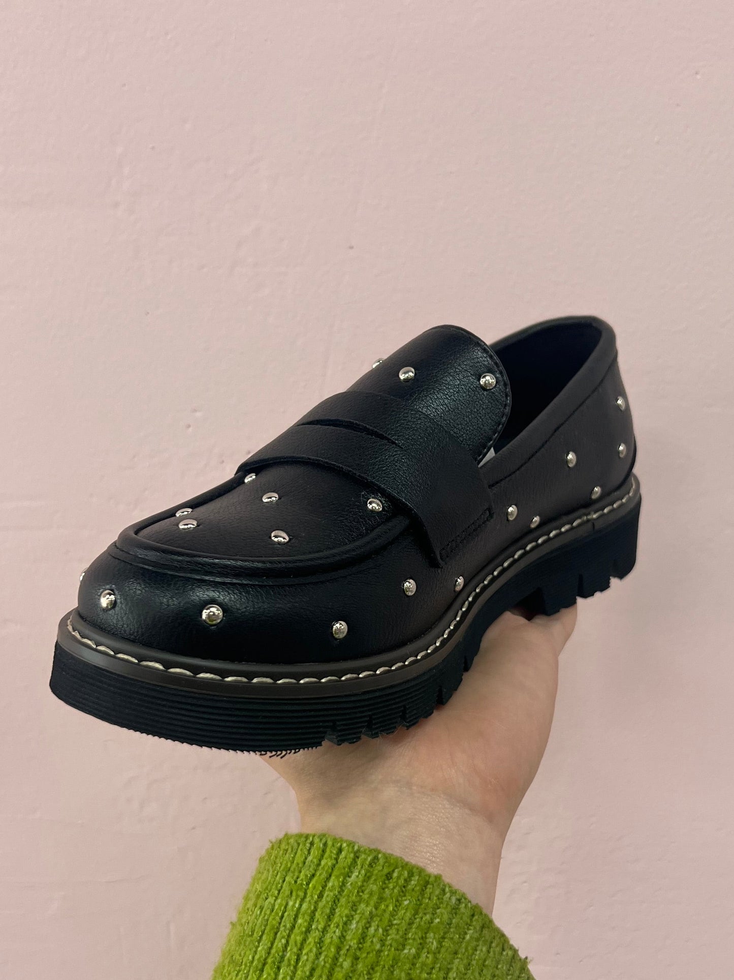 Black Studded Loafer