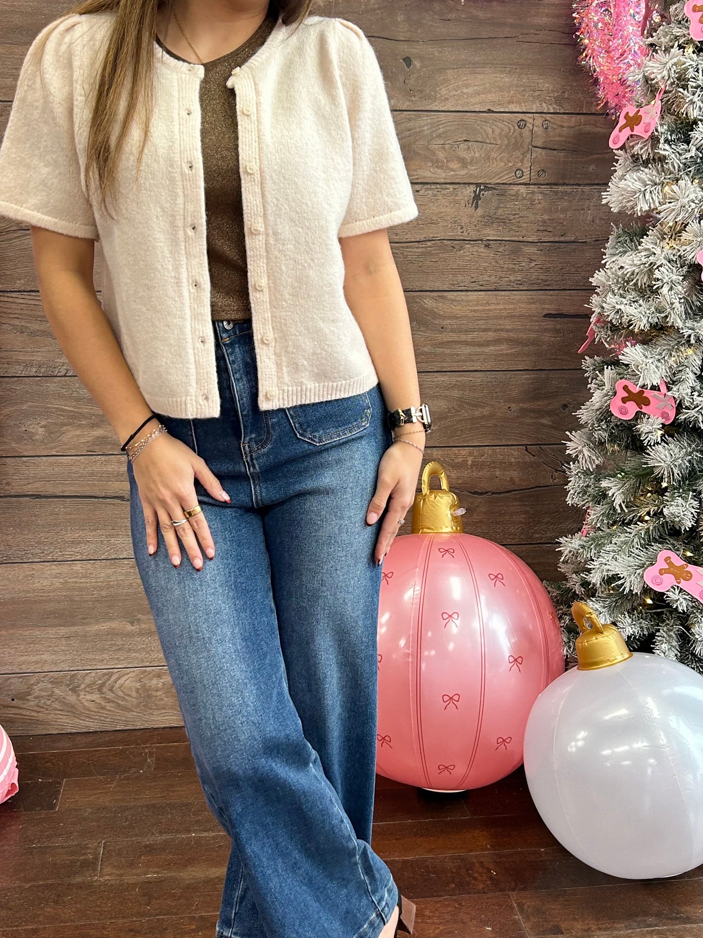 Puff Sleeve Cardigan Ivory