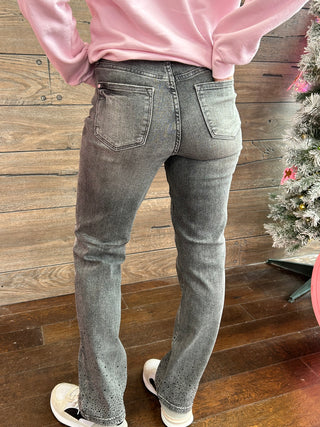 HW Rhinestone Jeans Black Wash