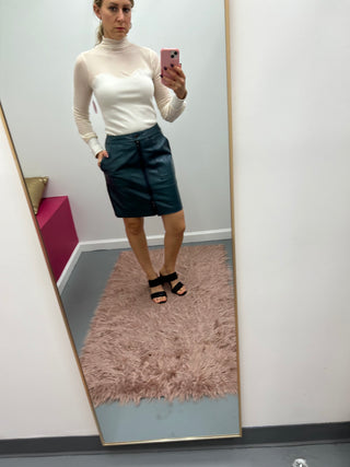 Veg Leather Teal Skirt