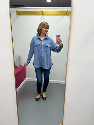 Ribbed Blouse Dusty Blue