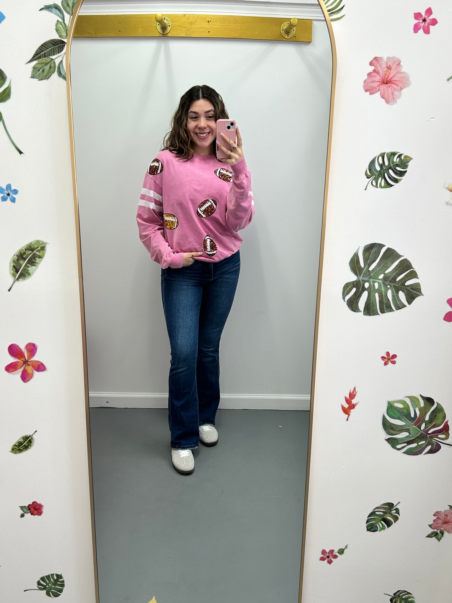 Sequin Footballs Pink Sweatshirt