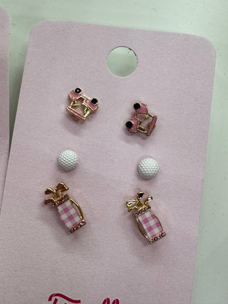 Golf Ball Cart Bag Earring Set