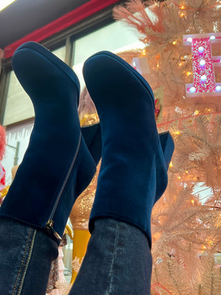 Velvet Bootie Blue