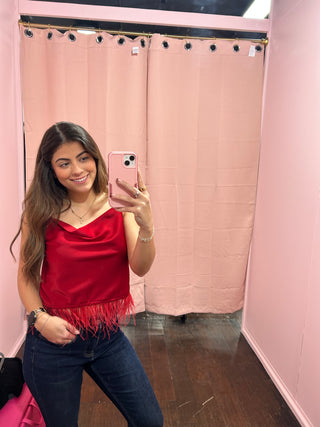 Feather Cami Red