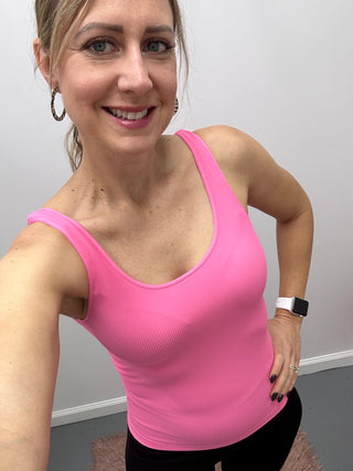 Ribbed Reversible Tank Pink