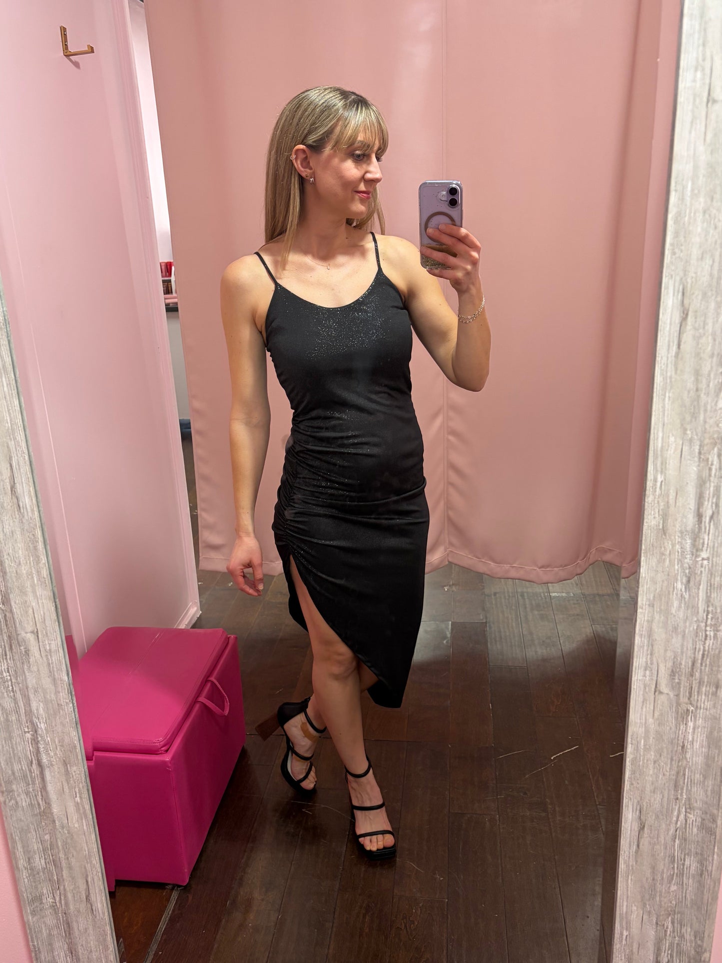 Glitter Asymmetric Dress Black