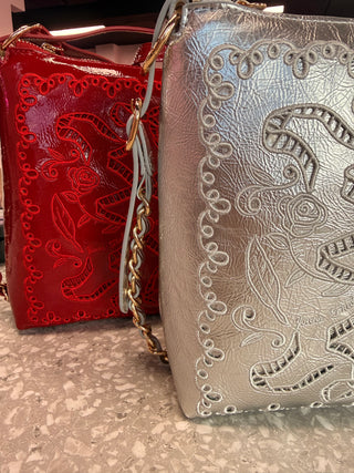 Ribbon Convertible Hobo Backpack Silver