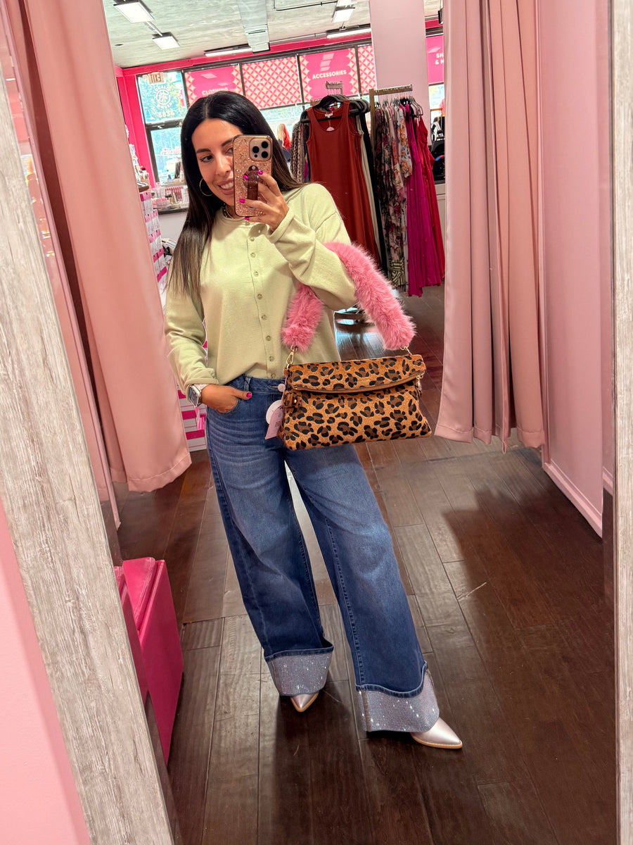 30" Cuff Crush Wide Leg Jeans