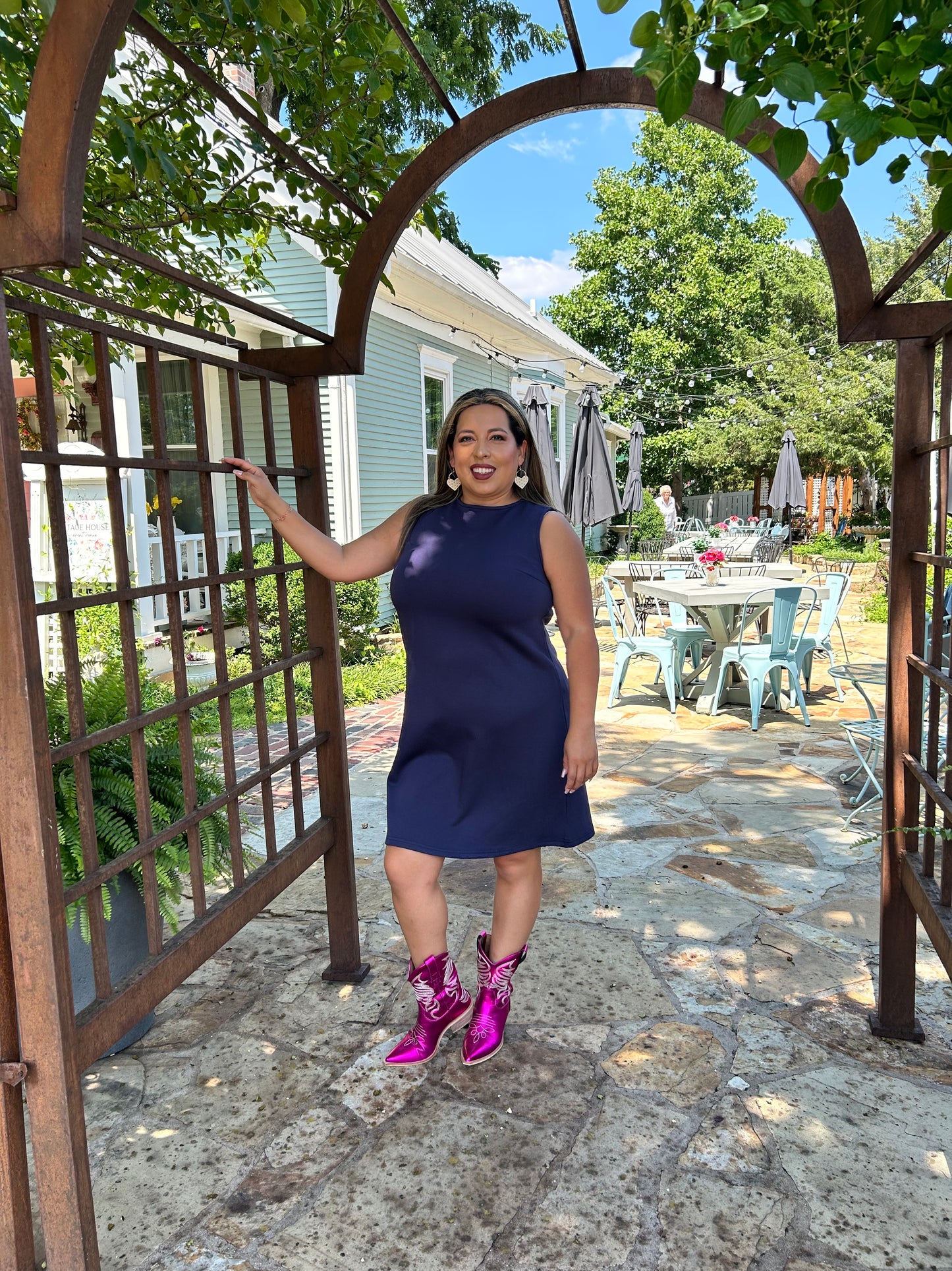 Luxe Sleeveless Dress Navy