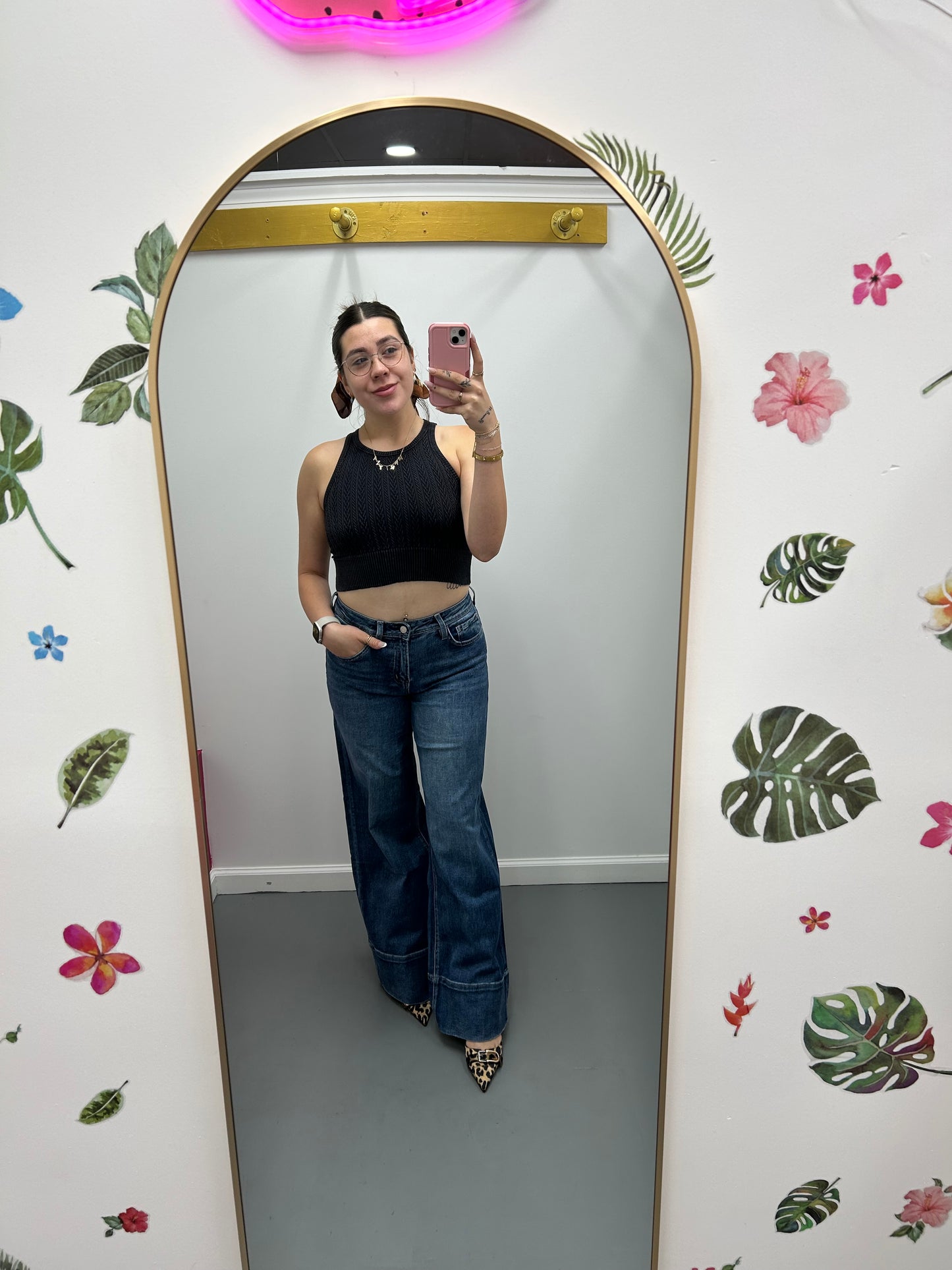 Wide Leg Denim Trouser