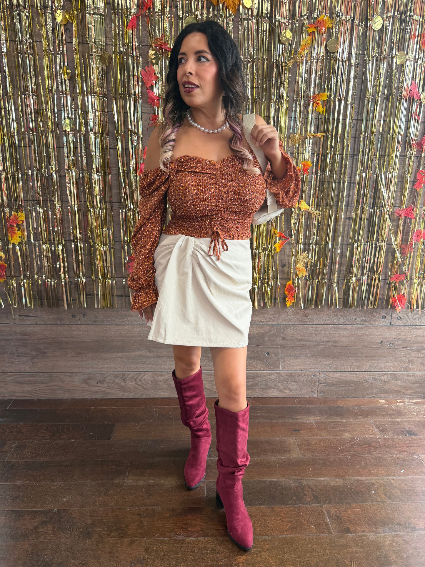 The Soft Spot Faux Leather Skort Ivory