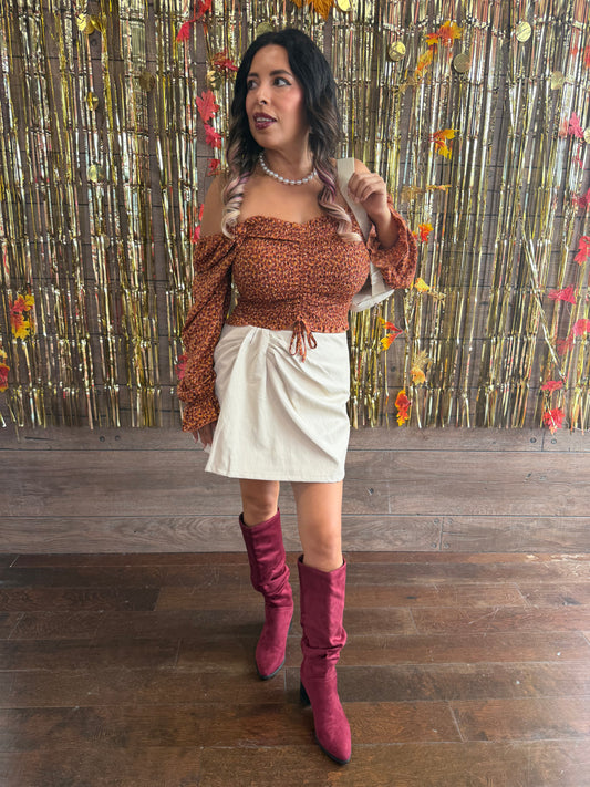 The Soft Spot Faux Leather Skort Ivory