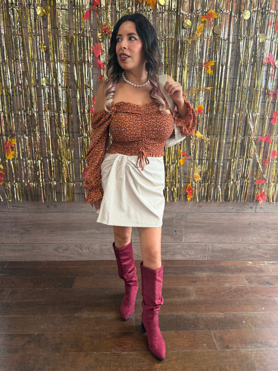 The Soft Spot Faux Leather Skort Ivory
