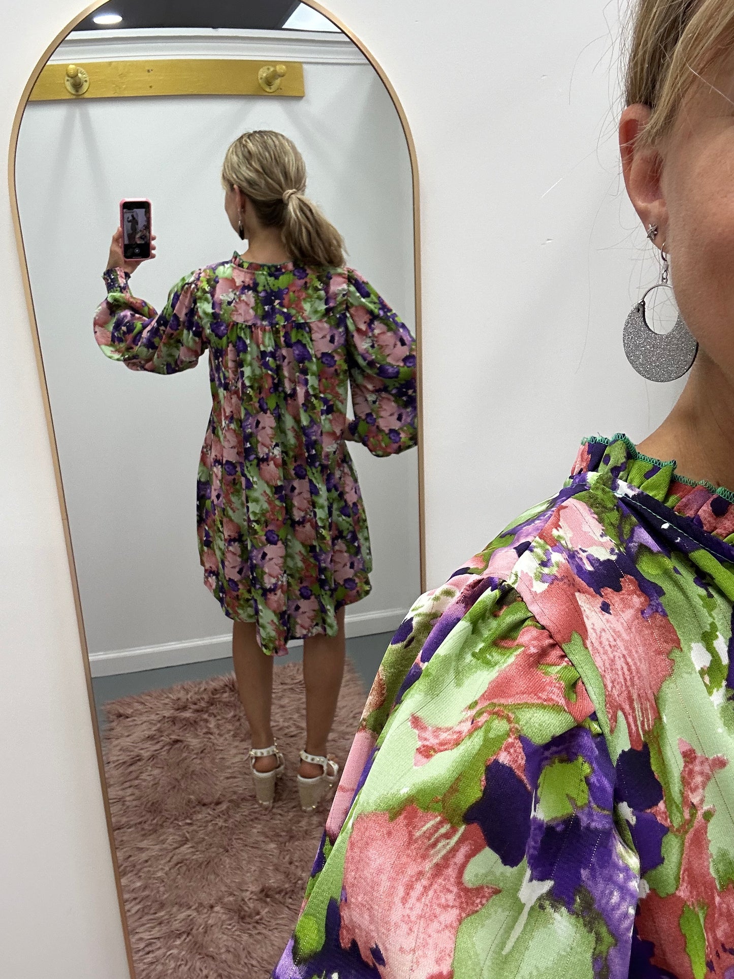 Green Purple Floral Dress