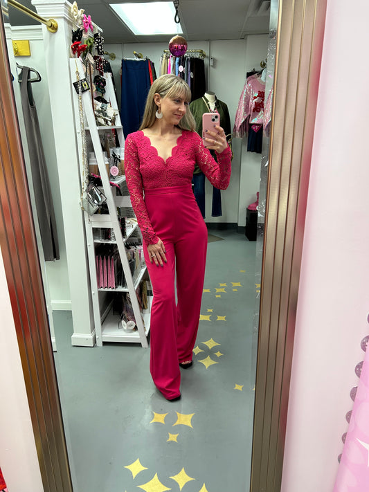 Lace Top Open Back Jumpsuit