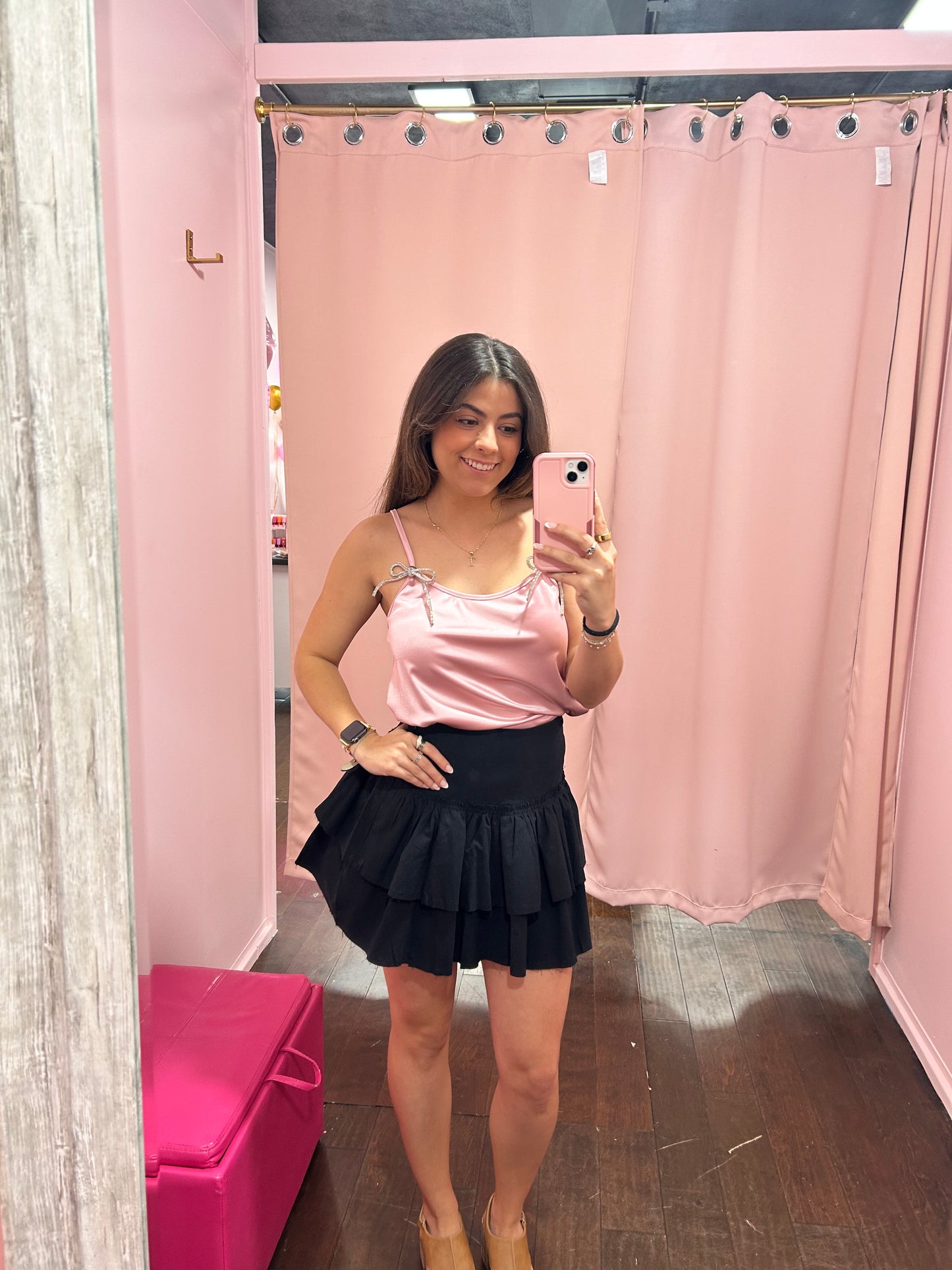 Sweet Ruffle Mini Skirt Black