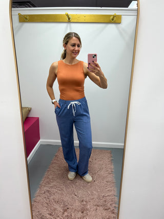 Chambray Wide Leg Pant