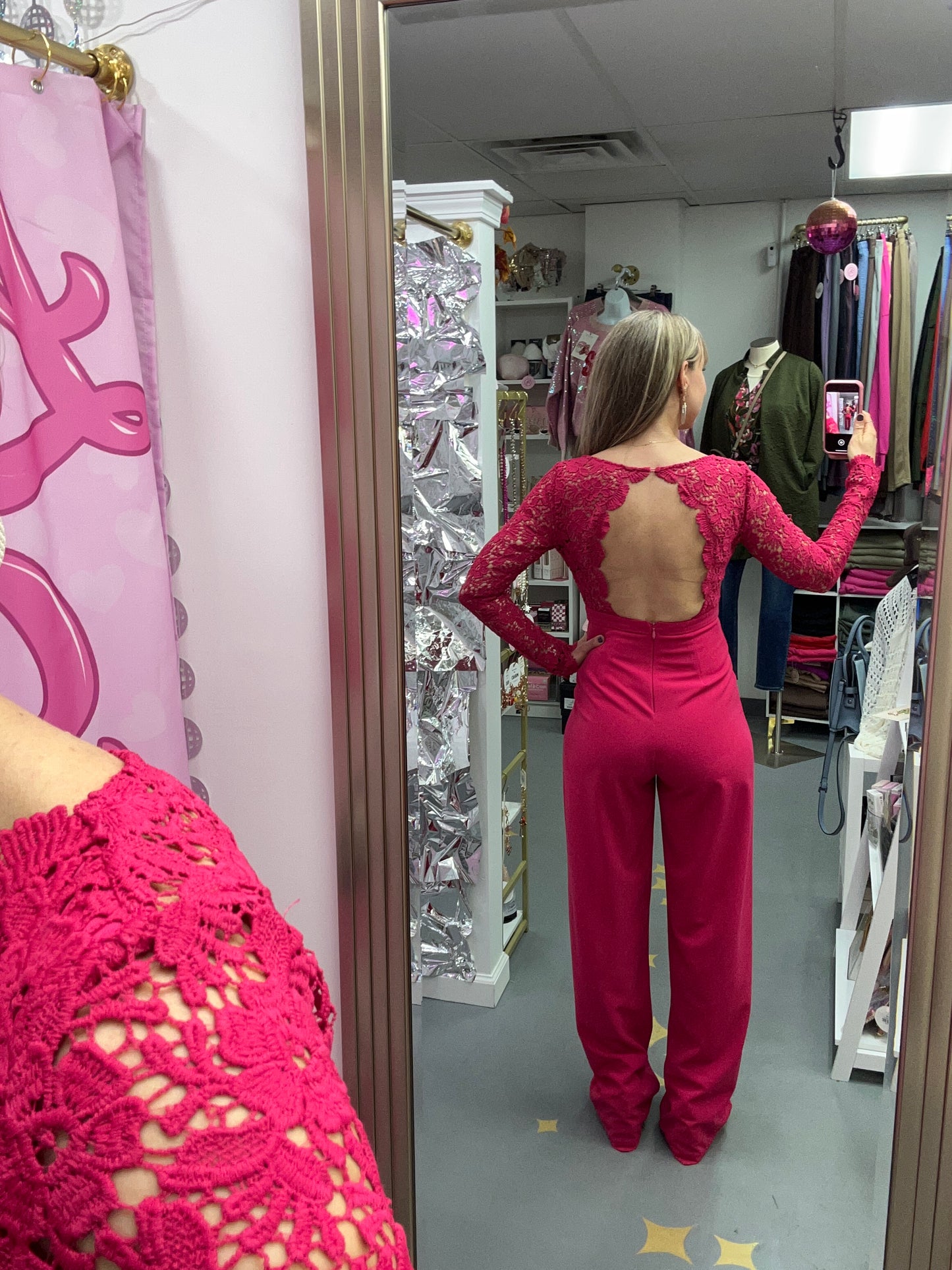 Lace Top Open Back Jumpsuit