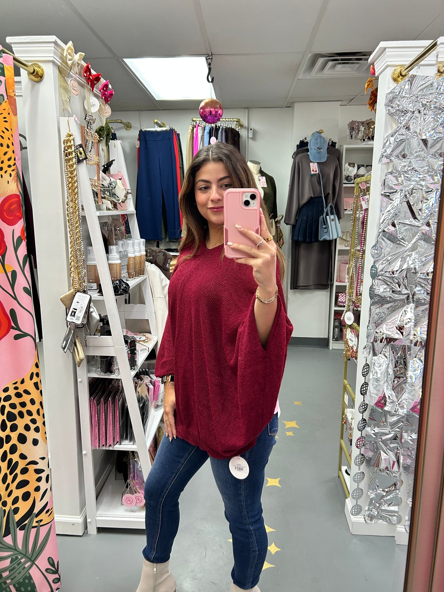 Crossover Knit Cardigan Wine