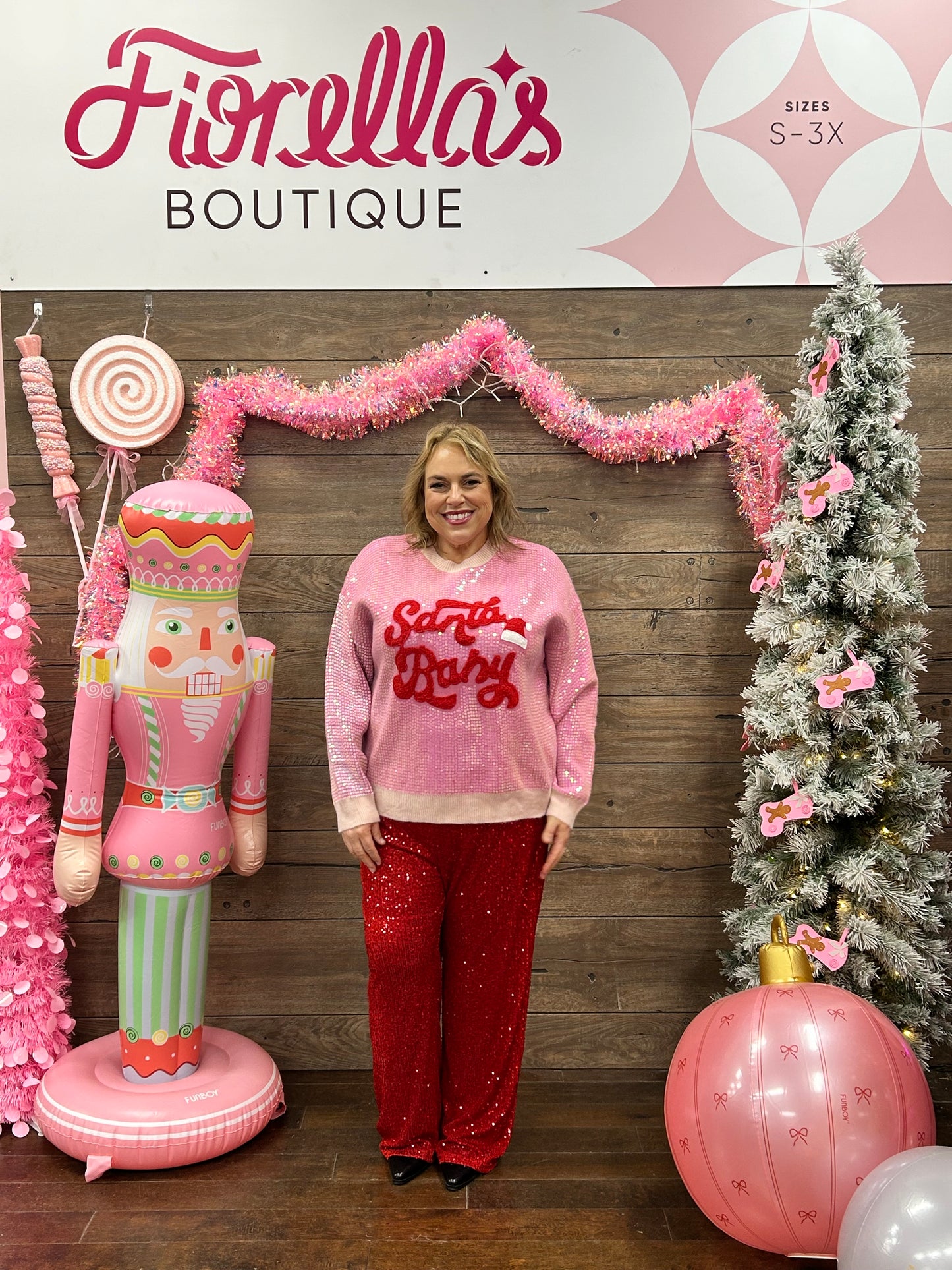 Curvy Sequin Pants Red