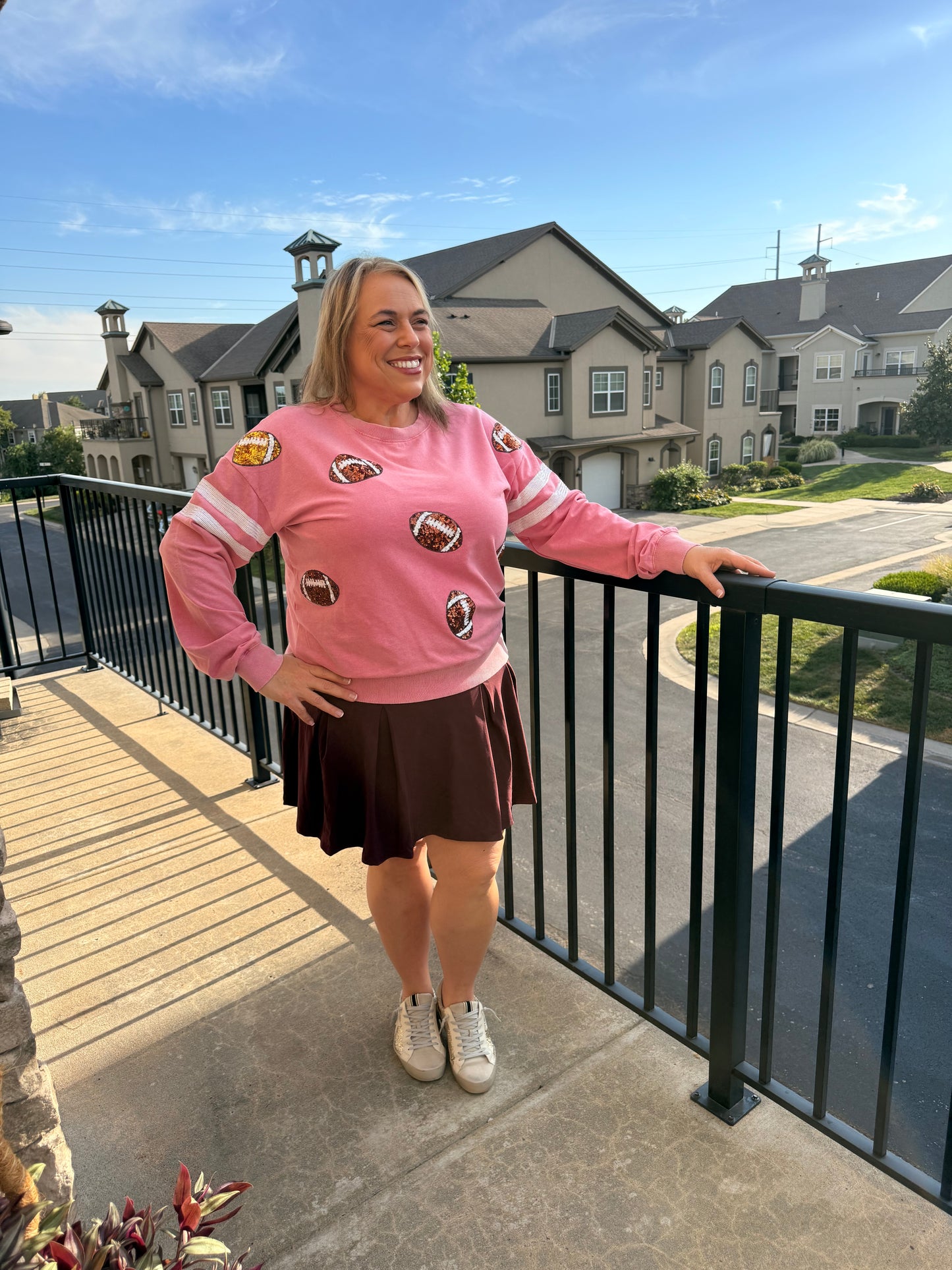 Sequin Footballs Pink Sweatshirt