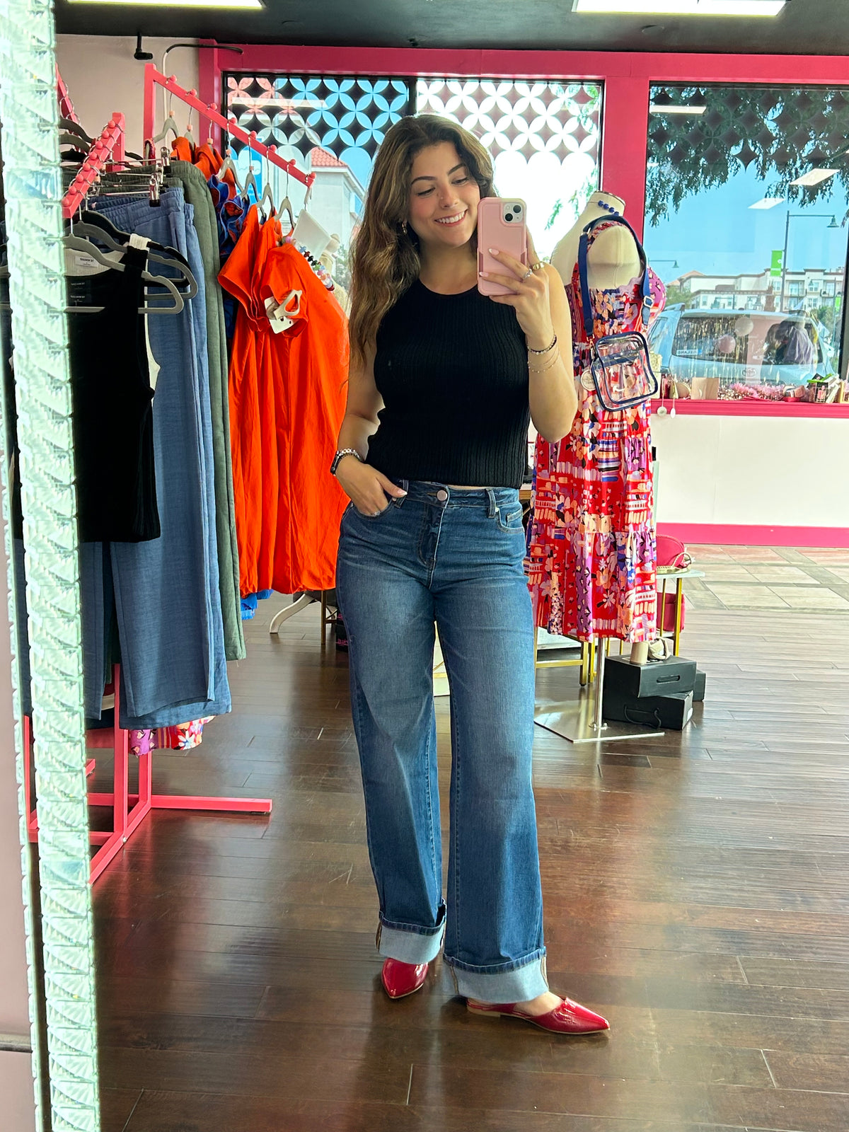 26.5"-32.5" Wide Leg Cuffed Jeans