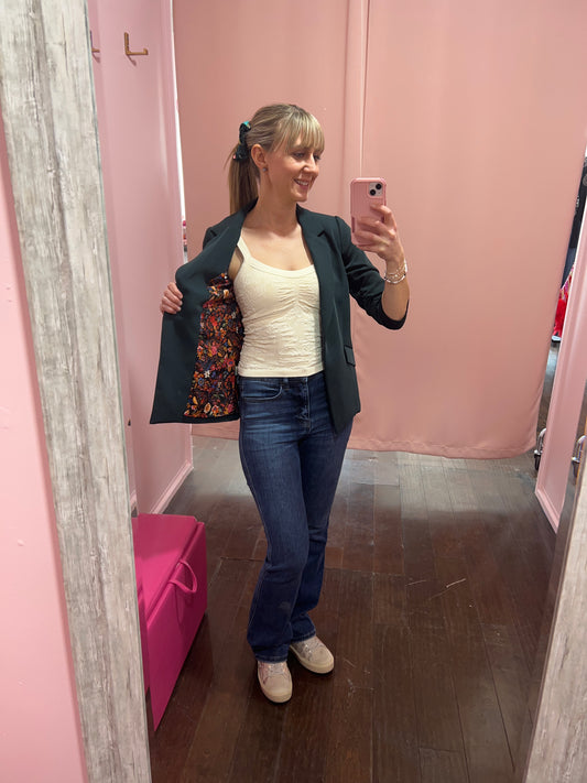 3/4 Sleeve Blazer Forest Green