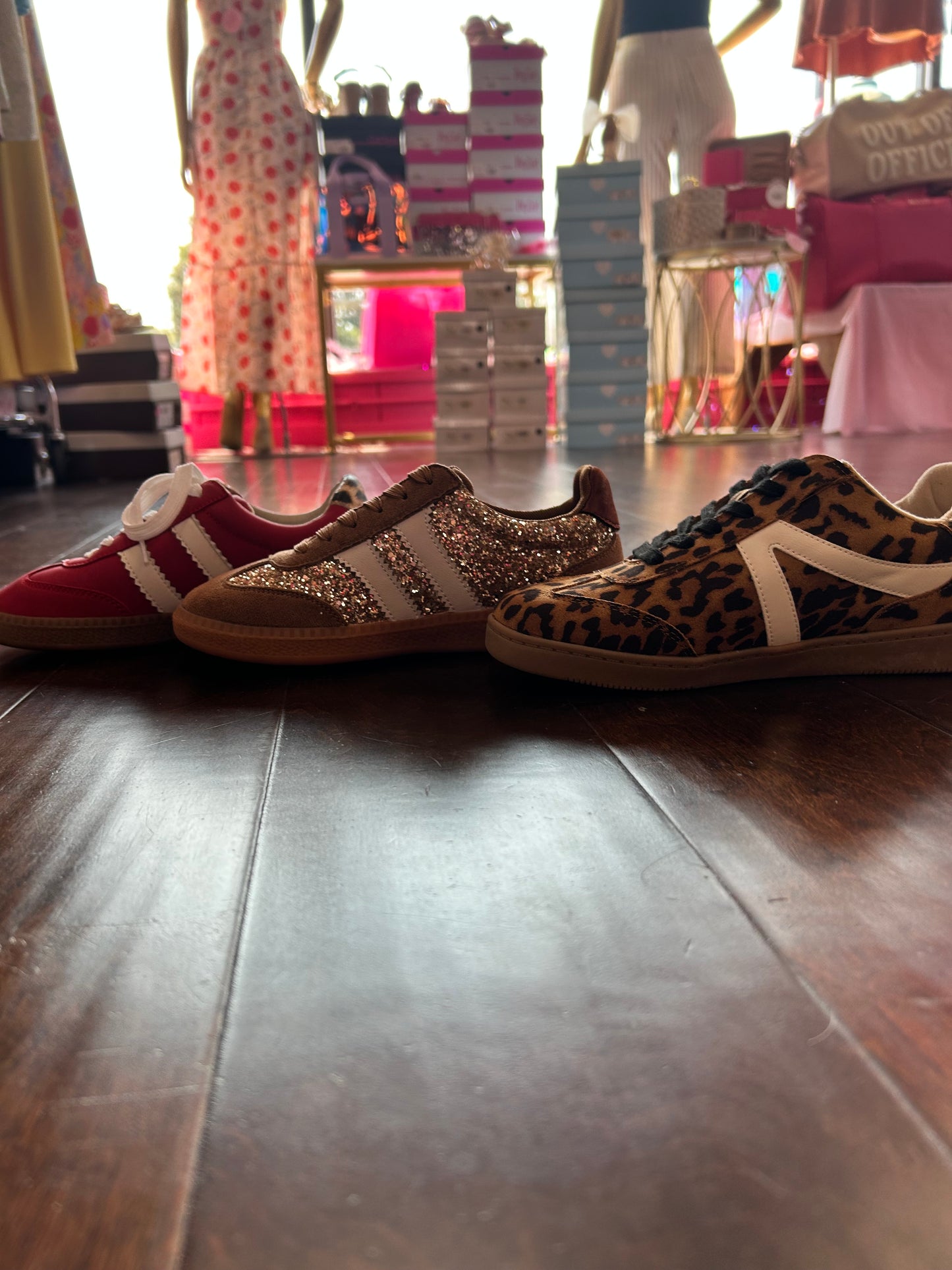 Red Sneakers Leopard Accent